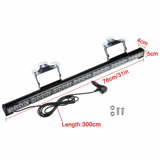 31inch 28 LED Car Roof Windshield Emergency Hazard Warning Flash Strobe Lights Bar with Suction Cup Amber & White 31inch 28 LED Car Roof Windshield Emergency Hazard Warning Flash Strobe Lights Bar with Suction Cup Amber & White
