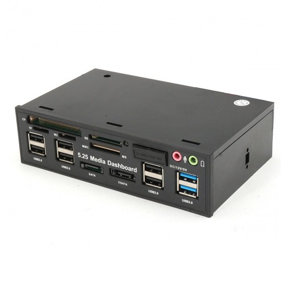 5.25 Inch USB3.0 Drive Bay SD TF Card Reader SATA USB Hub Audio Front Panel Media Dashboard