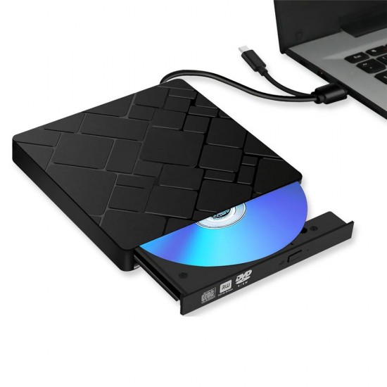 External CD DVD Drive USB 3.0 Type-C Portable Slim CD/DVD RW Disc Drive Rewriter Burner Floppy Superdrive Writer/Player for Laptop Desktop PC