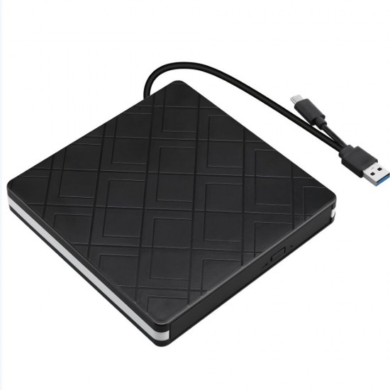 External DVD Drive USB 3.0 Type C CD Drive Dual Port DVD-RW Player Portable Optical Burner Writer Rewriter High Speed Data Transfer for Laptop Notebook Desktop PC Windows 7/8/10