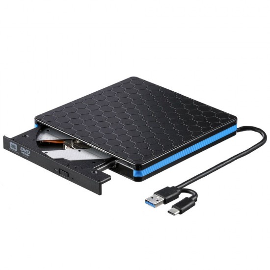 External Optical Drive USB 3.0 Type-C CD/DVD/VCD Burner Player Reader RW Drive for PC Windows XP/ 2003/ Vista/ 7/8, Linux, Mac System