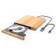 External Optical Drive Wood Grain Type-C Mobile External DVD-RW Burner external USB3.0 DVD/CD/VCD Support WinXP/7/8/10