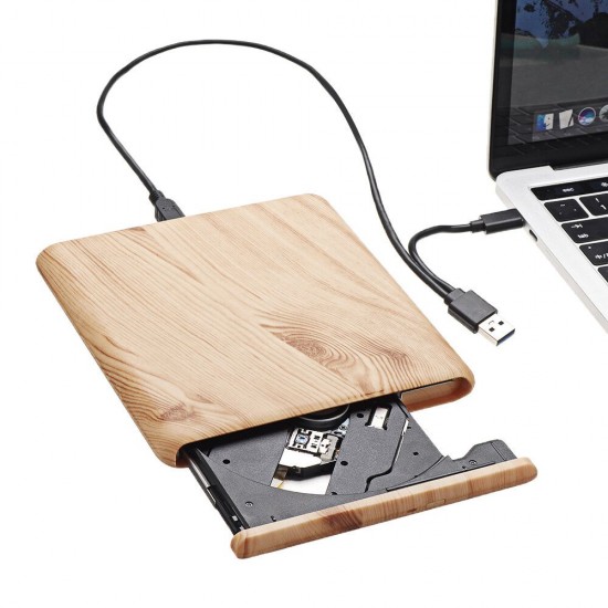 External Optical Drive Wood Grain Type-C Mobile External DVD-RW Burner external USB3.0 DVD/CD/VCD Support WinXP/7/8/10