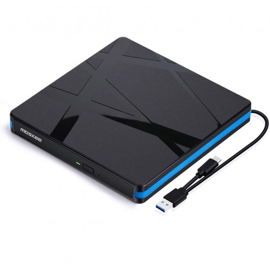 Optical Drives Type C+USB3.0 Black Blue Edge Support WIN98/XP/WIN7/WIN8/WIN10/ VISTA/ Mac 8.6 or Above System For Notebook