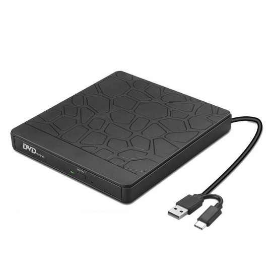 T9 External Optical Drive USB3.0 Type-C External CD Burner Multi-functional High Speed CD/DVD Player TF/SD Card Reader for Car Computer PC Laptop