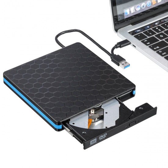 USB 3.0 Type C External CD DVD Drive Dual Port Portable Optical Drive Burner Writer Rewriter High Speed Data Transfer