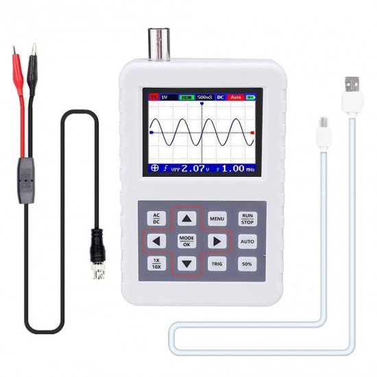 ADS2050H Handheld Oscilloscope High Precision 5MHz Bandwidth 20M Sampling Rate 2.4 Inch LCD Screen One Key Auto Built-in Lithium Battery