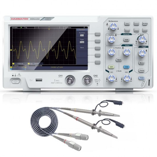 DOS1102 110MHz Digital Oscilloscope 2channel Oscillograph 1Gsa/s 7'' Tft LCD+ Osciloscope Kit Better Than Ads1102cal