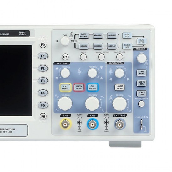 DSO5072P Digital Storage Oscilloscope 70MHz 2Channels 1GSa/s 7inch TFT LCD DSO5072P Digital Storage Oscilloscope 70MHz 2Channels 1GSa/s 7inch TFT LCD