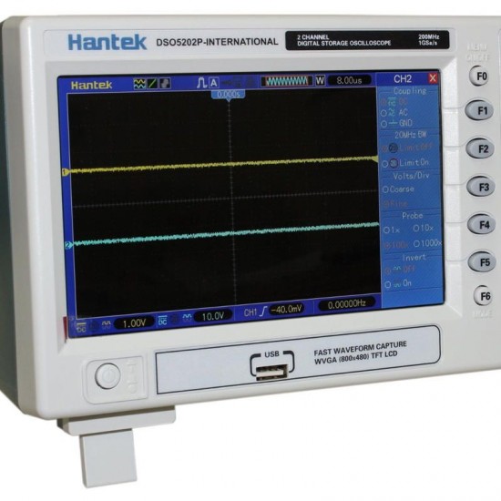 DSO5202P Digital Oscilloscope 200MHz Bandwidth 2 Channels 1GSa/s 7inch TFT LCD PC USB Portable Oscilloscope Electrical Tool DSO5202P Digital Oscilloscope 200MHz Bandwidth 2 Channels 1GSa/s 7inch TFT LCD PC USB Portable Oscilloscope Electrical Tool