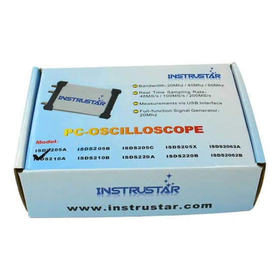 ISDS210A PC-Based USB Portable Digital Oscilloscope 2 Channels 40M 100MS/s FFT Analyzer ISDS210A PC-Based USB Portable Digital Oscilloscope 2 Channels 40M 100MS/s FFT Analyzer