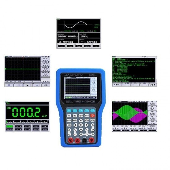 JDS3082A Hand-held Digital Oscilloscope 2 Channel Max 500MSa/s Sampling Rate 80MHz Bandwidth Oscilloscope With Signal Generator 6000 Counts Digital Multimeter 3 in 1