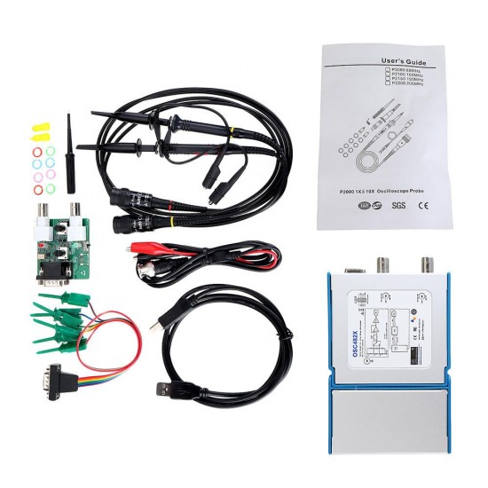 OSC482S Digital Portable Oscilloscope OSC482S PC USB 2.0 Virtual 2CH Bandwidth Oscilloscope with 13M Hz Signal Generator