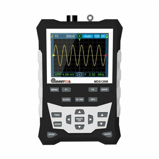 MDS120M Professional Digital Oscilloscope 120MHz Analog Bandwidth 500MS/s Sampling Rate 320x240 LCD Screen Support Waveform Storage with Backlight MDS120M Professional Digital Oscilloscope 120MHz Analog Bandwidth 500MS/s Sampling Rate 320x240 LCD Screen Support Waveform Storage with Backlight