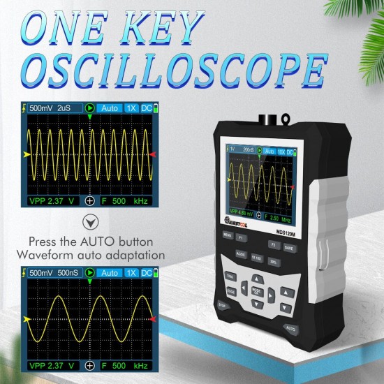 MDS120M Professional Digital Oscilloscope 120MHz Analog Bandwidth 500MS/s Sampling Rate 320x240 LCD Screen Support Waveform Storage with Backlight MDS120M Professional Digital Oscilloscope 120MHz Analog Bandwidth 500MS/s Sampling Rate 320x240 LCD Screen Support Waveform Storage with Backlight