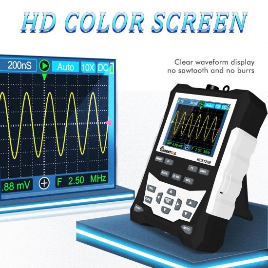 MDS120M Professional Digital Oscilloscope 120MHz Analog Bandwidth 500MS/s Sampling Rate 320x240 LCD Screen Support Waveform Storage with Backlight