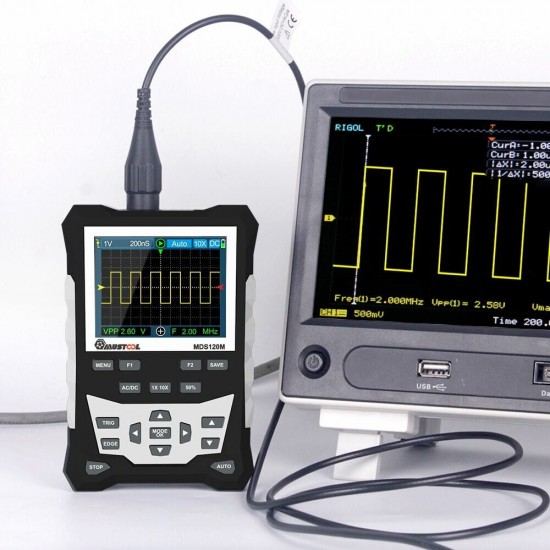 MDS120M Professional Digital Oscilloscope 120MHz Analog Bandwidth 500MS/s Sampling Rate 320x240 LCD Screen Support Waveform Storage with Backlight MDS120M Professional Digital Oscilloscope 120MHz Analog Bandwidth 500MS/s Sampling Rate 320x240 LCD Screen Support Waveform Storage with Backlight