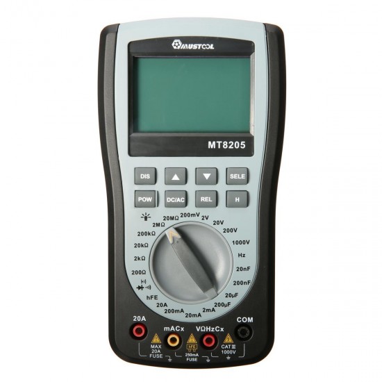 MT8205 2 in 1 Digital Intelligent Handheld Storage Oscilloscope Multimeter AC/DC Current Voltage Resistance Frequency Diode Tester MT8205 2 in 1 Digital Intelligent Handheld Storage Oscilloscope Multimeter AC/DC Current Voltage Resistance Frequency Diode Tester