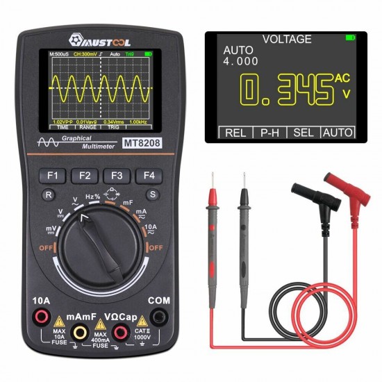 ET828 HD Intelligent Graphical Digital Oscilloscope Multimeter 2 in 1 With 2.4 Inches Color Screen 1MHz Bandwidth 2.5Msps Sampling Rate for DIY and Electronic Test Upgraded from MT8206