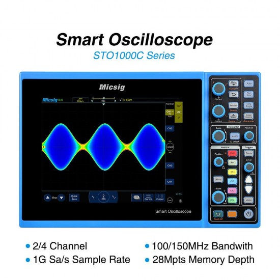 STO1104C Digital Smart Oscilloscope 100MHz 4CH Handheld Oscilloscope Automotive Scopemeter Oscilloscope