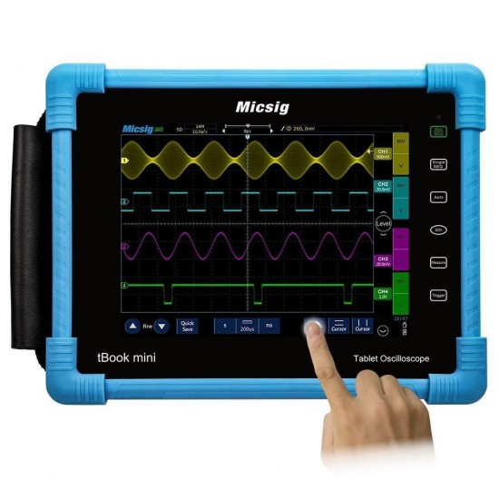 TO1104 100MHz Digital Tablet Oscilloscope 8inch TFT LCD Touch Screen 4CH 28Mpts 1GSa/s Oscilloscope Automotive Diagnostic with Battery