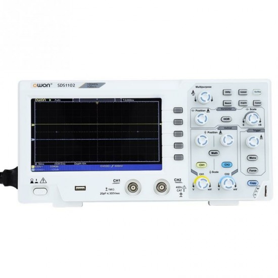 SDS1102 7'' LCD Oscilloscope 2-Channel Digital Oscilloscopes 100MHZ Bandwidth 1GS/s High Accuracy Oscilloscope