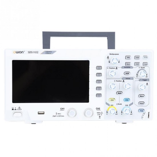 SDS1102 7'' LCD Oscilloscope 2-Channel Digital Oscilloscopes 100MHZ Bandwidth 1GS/s High Accuracy Oscilloscope