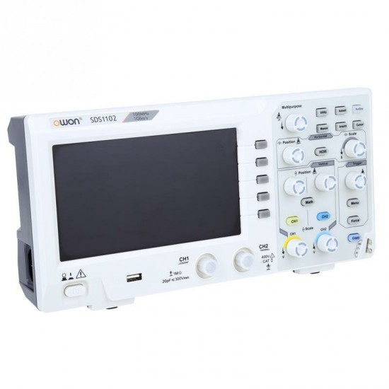 SDS1102 7'' LCD Oscilloscope 2-Channel Digital Oscilloscopes 100MHZ Bandwidth 1GS/s High Accuracy Oscilloscope