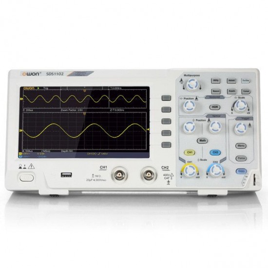 SDS1102 7'' LCD Oscilloscope 2-Channel Digital Oscilloscopes 100MHZ Bandwidth 1GS/s High Accuracy Oscilloscope