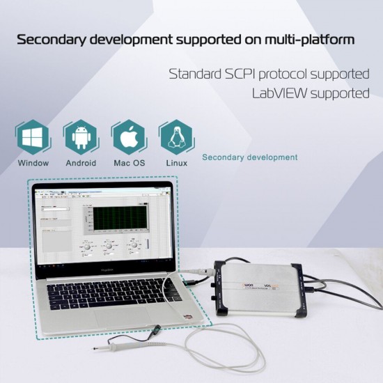 VDS6102 Digital Virtual Oscilloscopes 100MHz 2CH 1Gsa/s 8bits/14bits ADC Type-C USB 5-15V Power Supply PC Oscilloscope VDS6102 Digital Virtual Oscilloscopes 100MHz 2CH 1Gsa/s 8bits/14bits ADC Type-C USB 5-15V Power Supply PC Oscilloscope