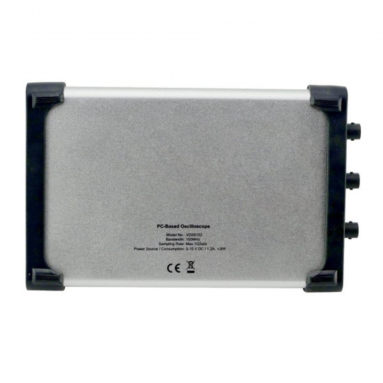 VDS6102 Digital Virtual Oscilloscopes 100MHz 2CH 1Gsa/s 8bits/14bits ADC Type-C USB 5-15V Power Supply PC Oscilloscope VDS6102 Digital Virtual Oscilloscopes 100MHz 2CH 1Gsa/s 8bits/14bits ADC Type-C USB 5-15V Power Supply PC Oscilloscope