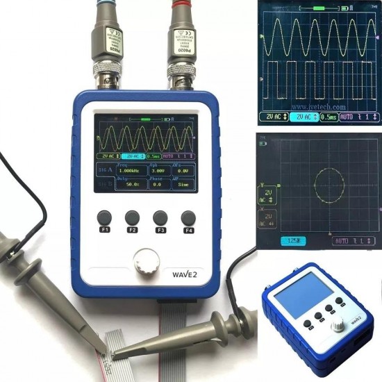 15801K DIY WAVE2 DSO150 Touch Screen Dual Channel Digital Storage Oscilloscope Y-X Mode Available Built-in 2-channel DDS Function Generator