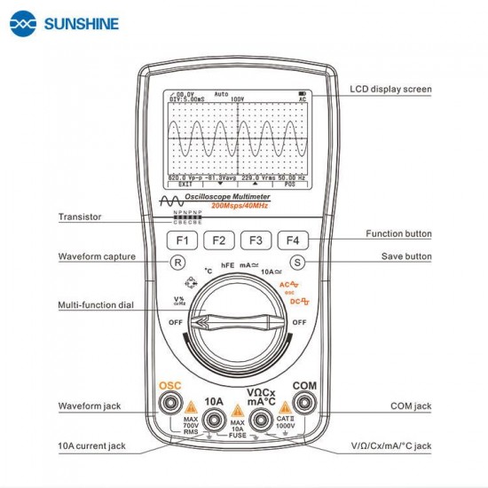 DT-19MS 2 in 1 Handheld Oscilloscope Multimeter For Mobile Phone Repair Multifunction LCD Display Test Meter