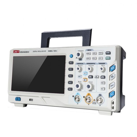 UTD2102CEX-II Digital Storage Oscilloscope 2CH 100MHz Bandwidth 800x480 WVGA Phosphor 8Inch TFT 1GS/s 25kpts 2 Channels