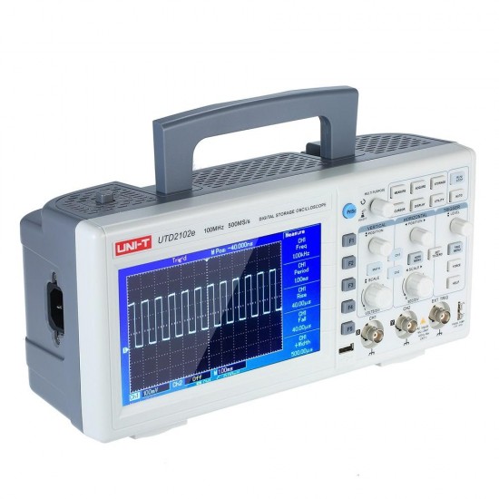 UTD2102e Digital Oscilloscope 100MHz with USB OTG Logic Analyzer Bandwidth 2 Channels 500Ms/S Storage Portable 7'' TFT LCD Scopemeter UTD2102e Digital Oscilloscope 100MHz with USB OTG Logic Analyzer Bandwidth 2 Channels 500Ms/S Storage Portable 7'' TFT LCD Scopemeter