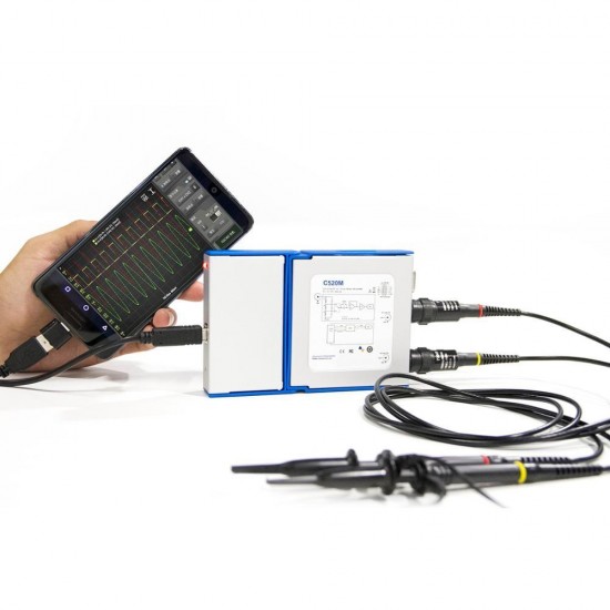 Virtual Digital Handheld Oscilloscope can connect Android & PC 2 Channel Bandwidth 20Mhz/50Mhz Sampling Data 50M/1G