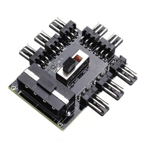 1 to 8 8Channel 3Pin Fan Hub PWM Molex Splitter PC Mining Cable 12V Power Supply Cooler Cooling Speed Controller Adapter