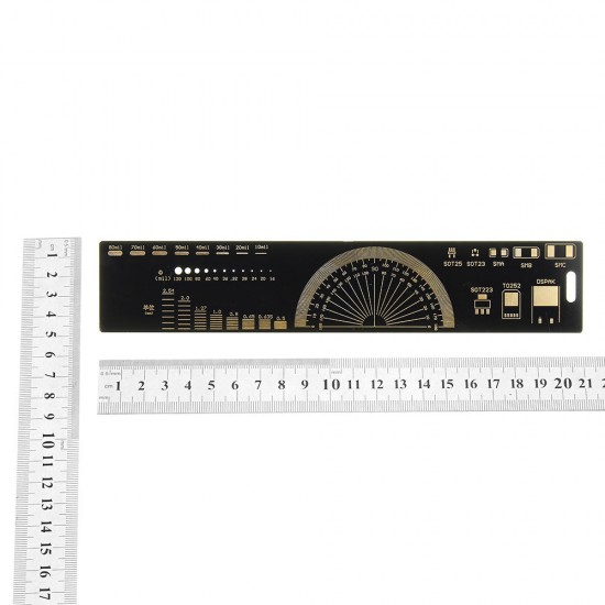 20cm Multifunctional PCB Ruler Measuring Tool Resistor Capacitor Chip IC SMD Diode Transistor Package 180 Degrees