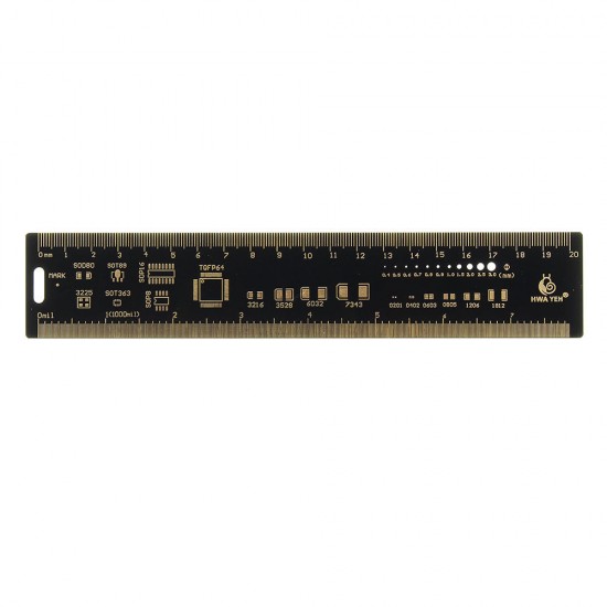 3pcs 20cm Multifunctional PCB Ruler Measuring Tool Resistor Capacitor Chip IC SMD Diode Transistor Package 180 Degrees