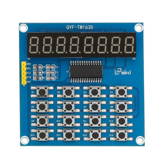 3pcs TM1638 3-Wire 16 Keys 8 Bits Keyboard Buttons Display Module Digital Tube Board Scan And Key LED for Arduino - products that work with official Arduino boards 3pcs TM1638 3-Wire 16 Keys 8 Bits Keyboard Buttons Display Module Digital Tube Board Scan And Key LED for Arduino - products that work with official Arduino boards