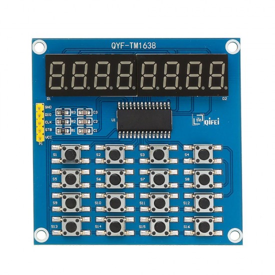 3pcs TM1638 3-Wire 16 Keys 8 Bits Keyboard Buttons Display Module Digital Tube Board Scan And Key LED for Arduino - products that work with official Arduino boards