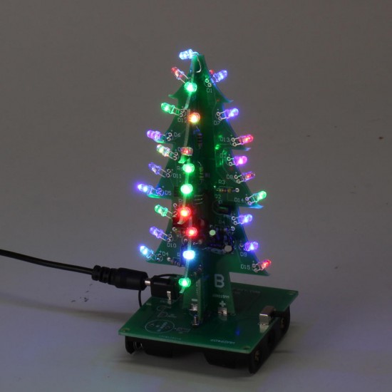 Assembled Christmas Tree RGB LED Color Light Electronic 3D Decoration Tree Children Gift Upgraded Version