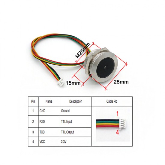 GM60 1D/2D Bar Code QR Code Barcode Reader Module Stainless Steel LED Control Ring Indicator Light UART Interface