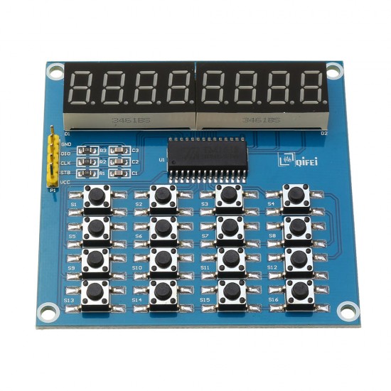 TM1638 3-Wire 16 Keys 8 Bits Keyboard Buttons Display Module Digital Tube Board Scan And Key LED