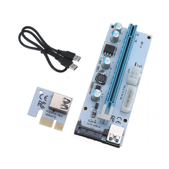 USB3.0 PCI-E 1x To 16x SATA +4P+6P Extender Riser Card Adapter Power Cable Miner USB3.0 PCI-E 1x To 16x SATA +4P+6P Extender Riser Card Adapter Power Cable Miner