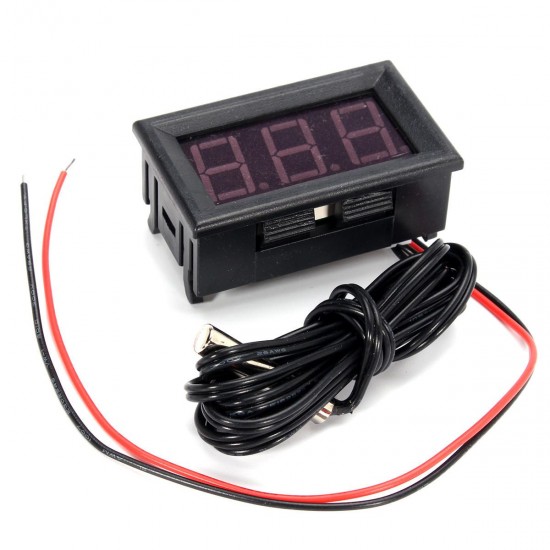 12V Red Digital Display Thermometer LED Waterproof Temperature Sensor Test Meter