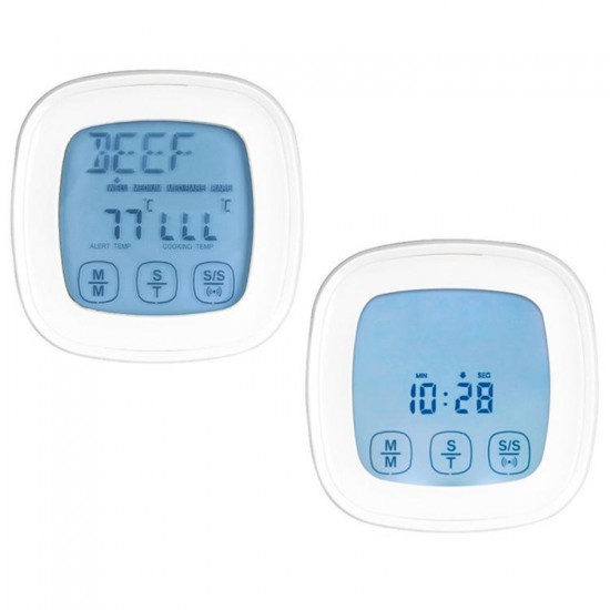 2 in 1 Touchscreen Thermometer Kitchen Timer with Oven 2 Probes Food Kitchen Cooking Thermometer