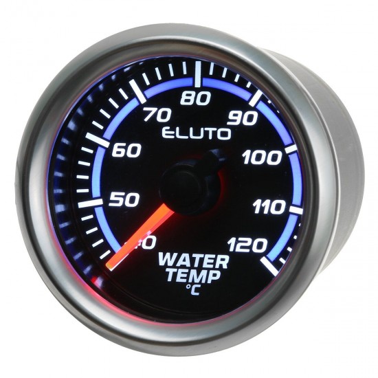 2'' 52mm 40-120°C Water Temperature Gauge Blue LED Black Face Car Meter + Sensor