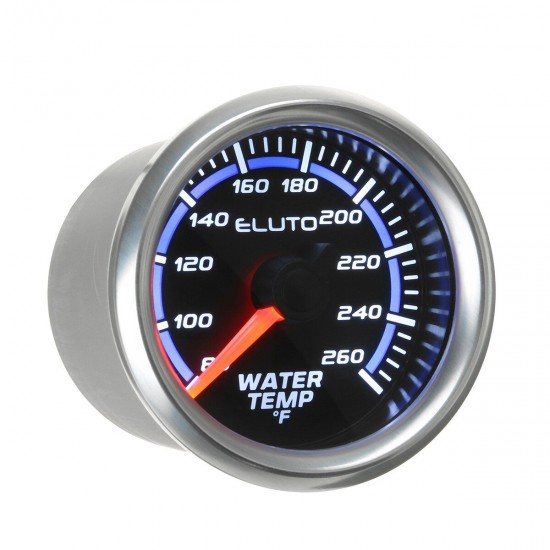 2'' 52mm 80-260°F Water Temperature Gauge Blue LED Black Face Car Meter + Sensor