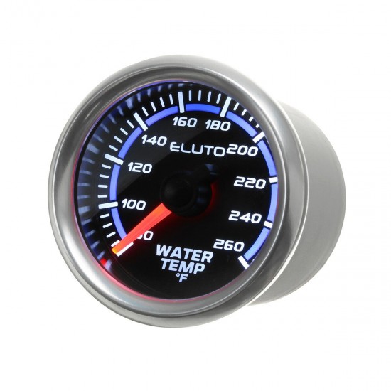 2'' 52mm 80-260°F Water Temperature Gauge Blue LED Black Face Car Meter + Sensor